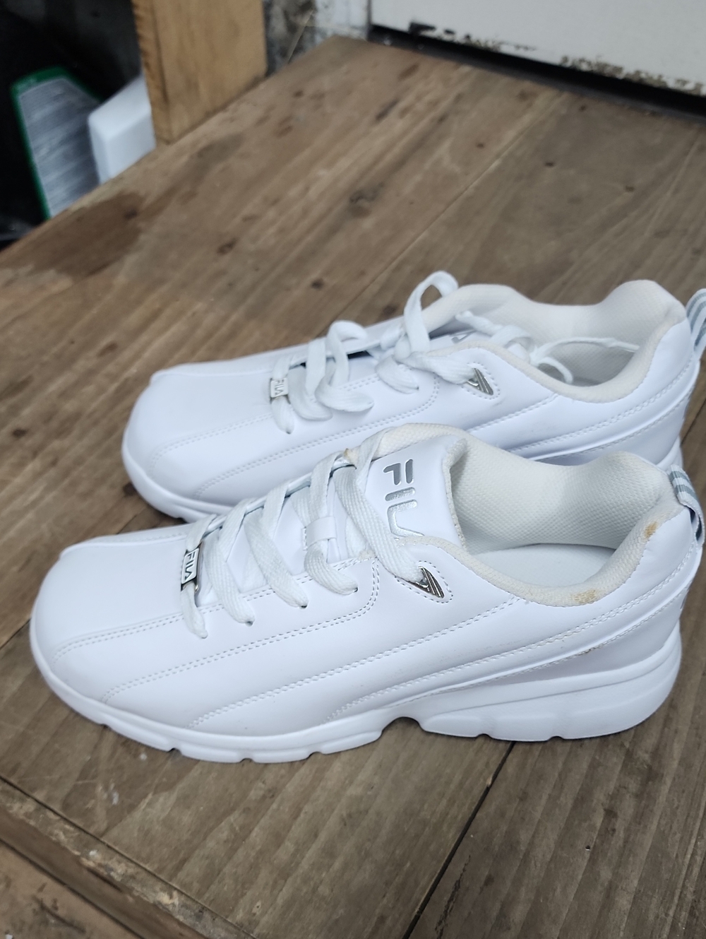 FILA White Low-Top Leather Sneakers